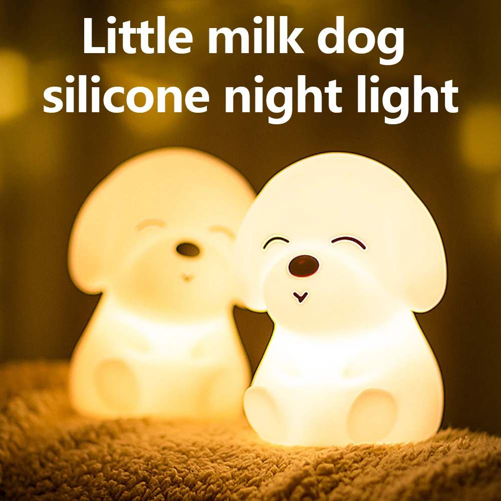 

Silicone Dog LED Night Light Touch Sensor Remote Control Lights Silicone Puppy Lamp For Kids Children Baby Gift Bedroom Lighting
