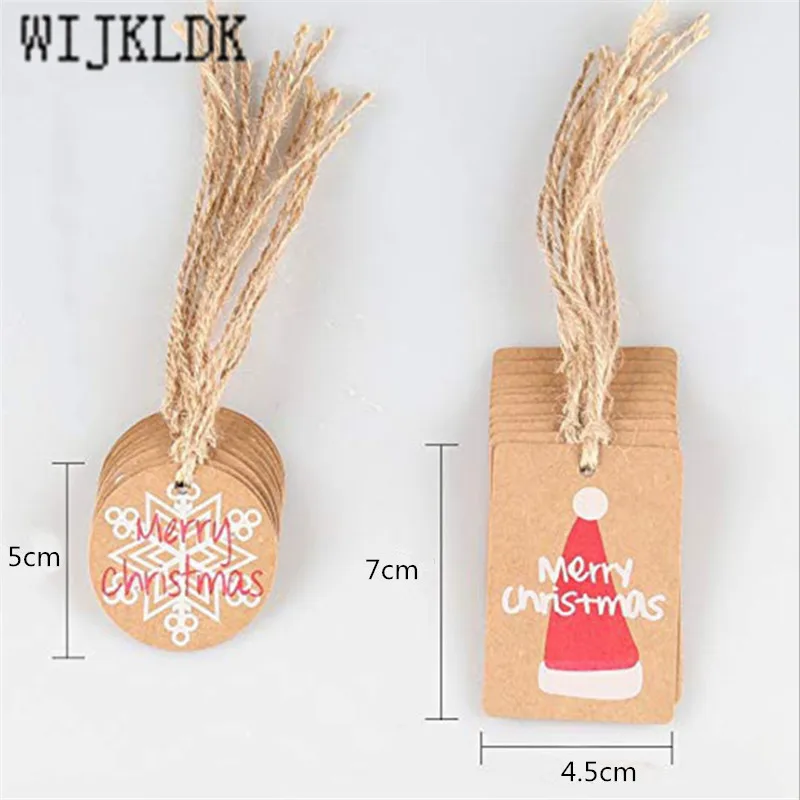 Navidad 10/50/100pcs New Year Decoration Retro Kraft Paper Snowflake Snowman Christmas Tree Tag Noel 2021-C | Дом и сад