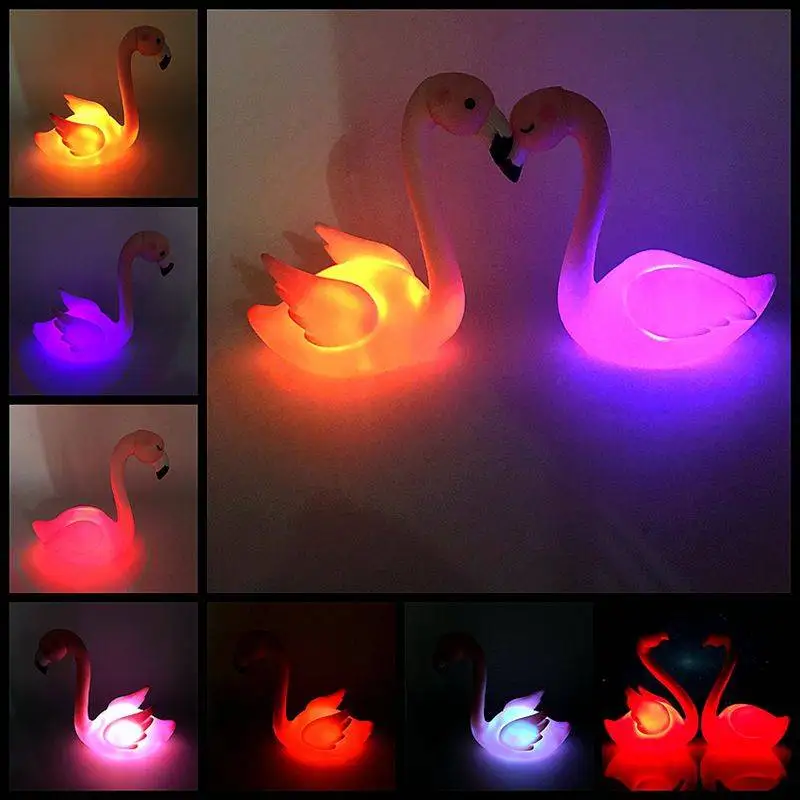 Светодиодный светильник Розовый фламинго торт Топпер украшения С Днем Рождения