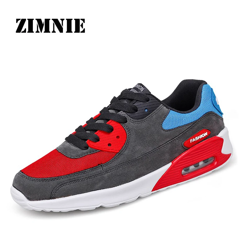 ZIMNIE, унисекс, большие размеры 35-45, удобные нескользящие уличные мужские кроссовки, кроссовки, Мужская дышащая обувь для бега с воздушной подушкой - Цвет: 03 Gray Red