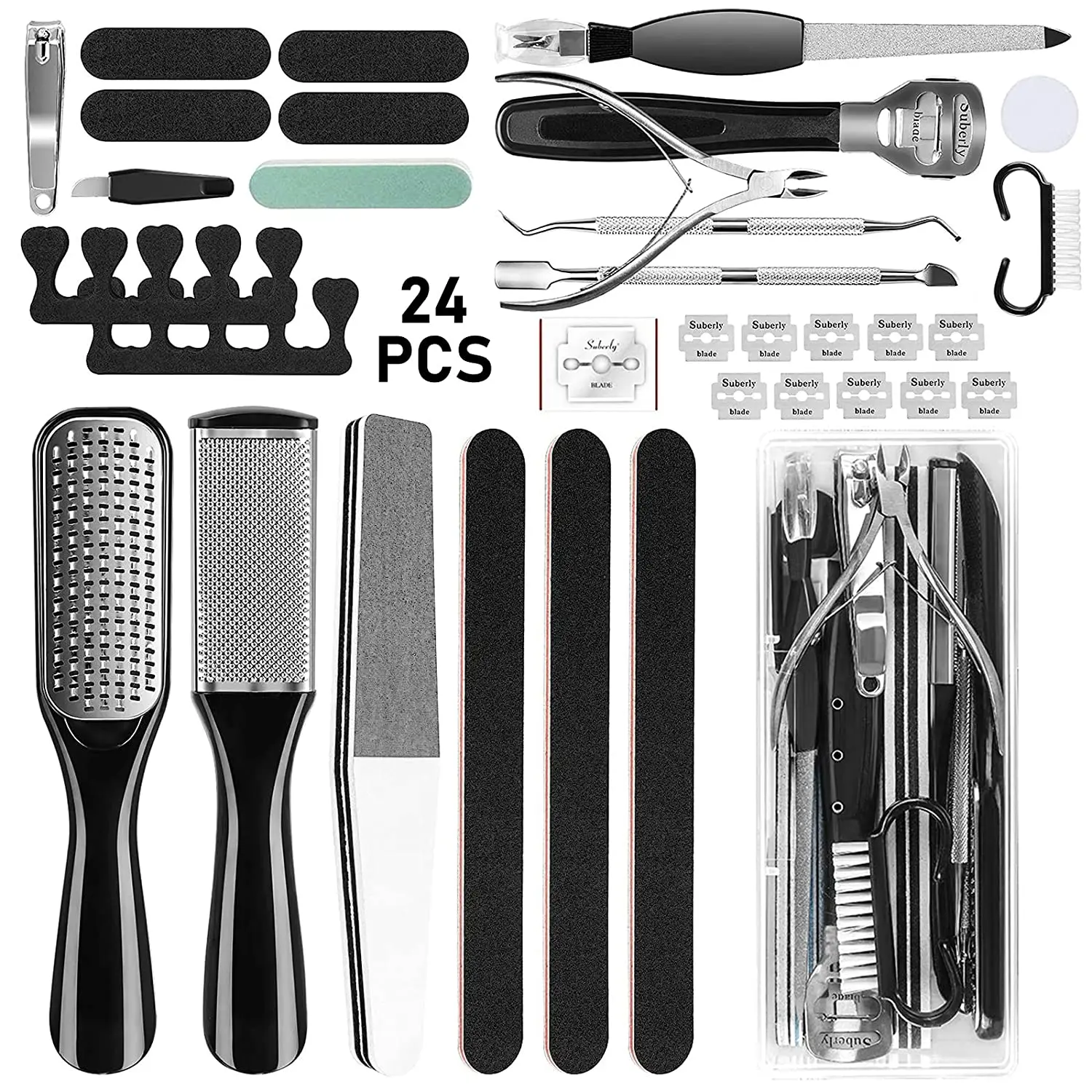 Pedicure Kit 24 in 1 Stainless Steel Pedicure Tools Set Professional Foot Care Kit Best Corn and Callus Remover for Women Men