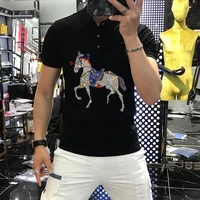 summer style cotton short sleeved mens t shirt sweatshirt hot diamond printing business loose outdoor polo breathable tops