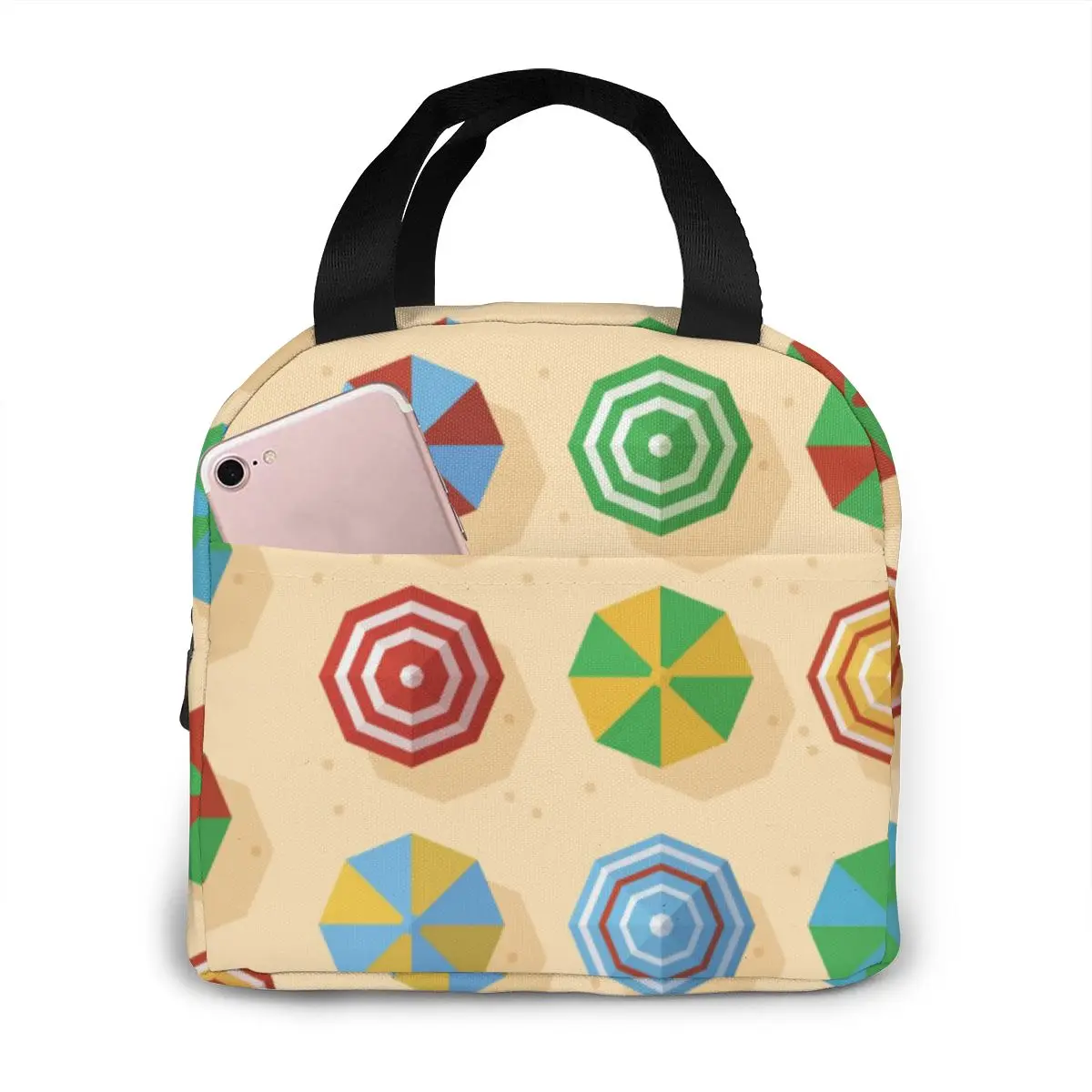 

Цветной пляжные зонты от солнца, сумка-холодильник с узором сумка Портативный молния Термальность сумки для ланча удобный Коробки для обед...