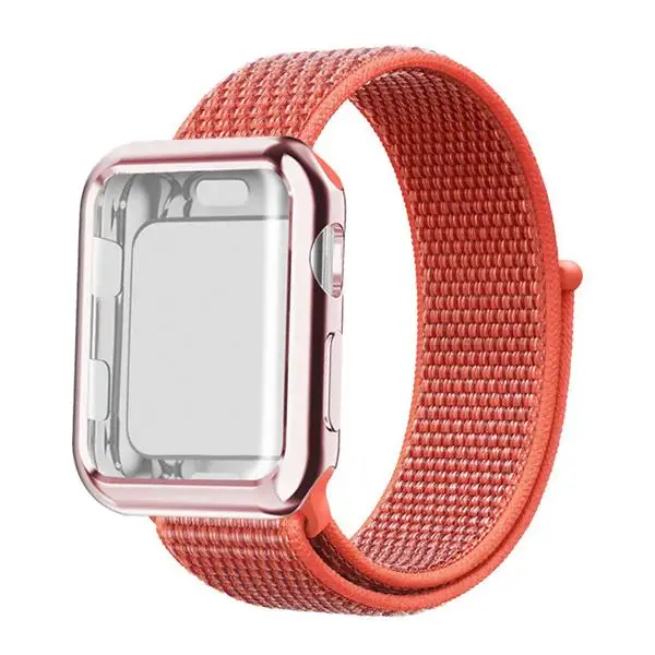 Nectarine Чехол+ ремешок для часов apple watch 4 5 ремешок 44 мм/40 мм correa apple watch 38 мм iwatch ремешок 42 мм спортивный нейлоновый браслет ремешок для часов 3/2 - Цвет ремешка: Nectarine