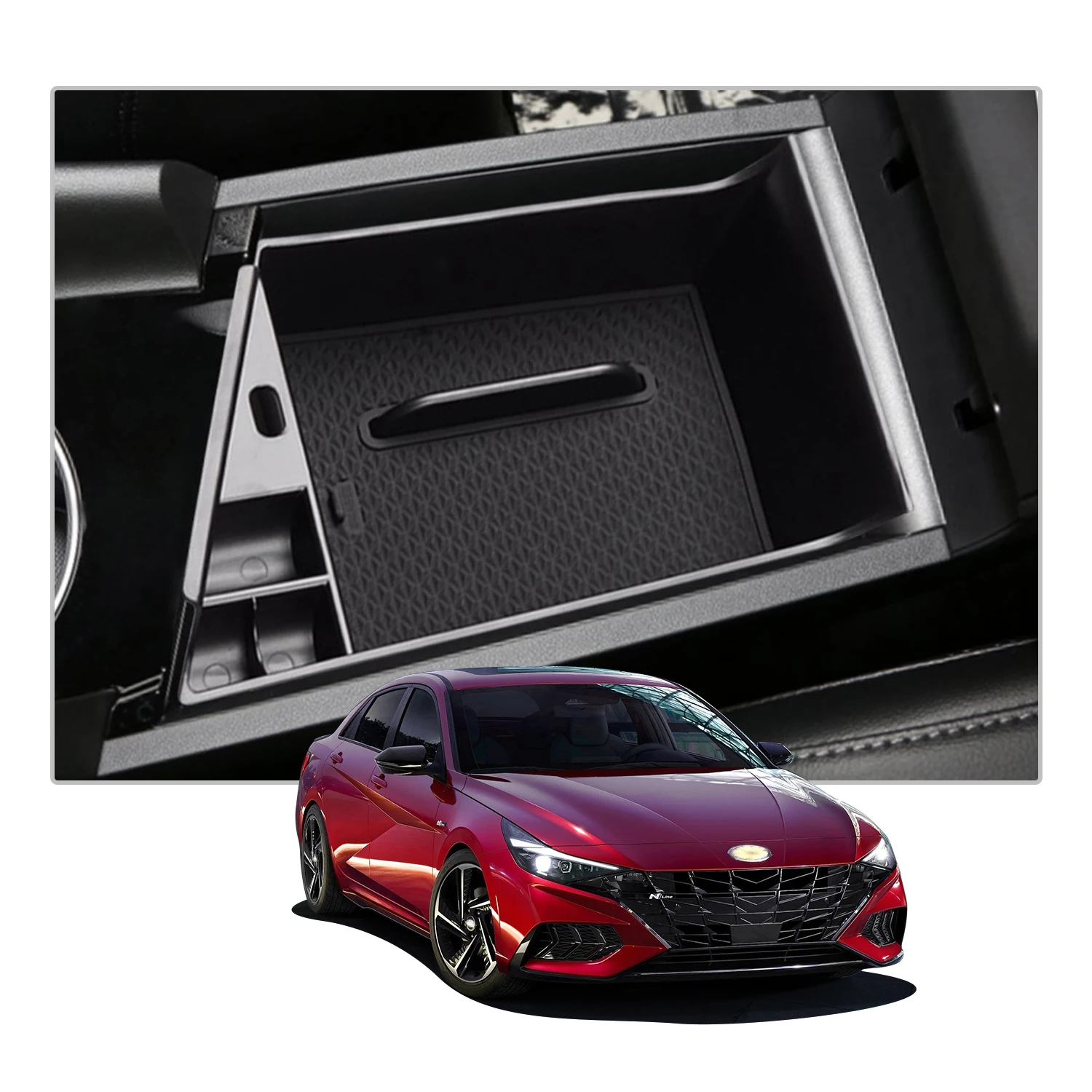 

RUIYA для Elantra 2021/Avante CN7 2020 2021 ящик для хранения в подлокотнике автомобиля Центральной Управление контейнер авто аксессуары для интерьера черный