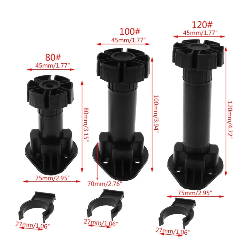 

4pcs Adjustable Height Cupboard Foot Cabinet Leg For Kitchen Bathroom