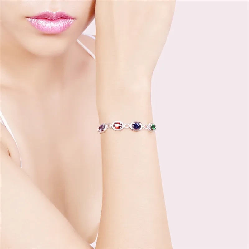 Браслет JQUEEN из искусственного граната изумруда танзанита топаза камня женский