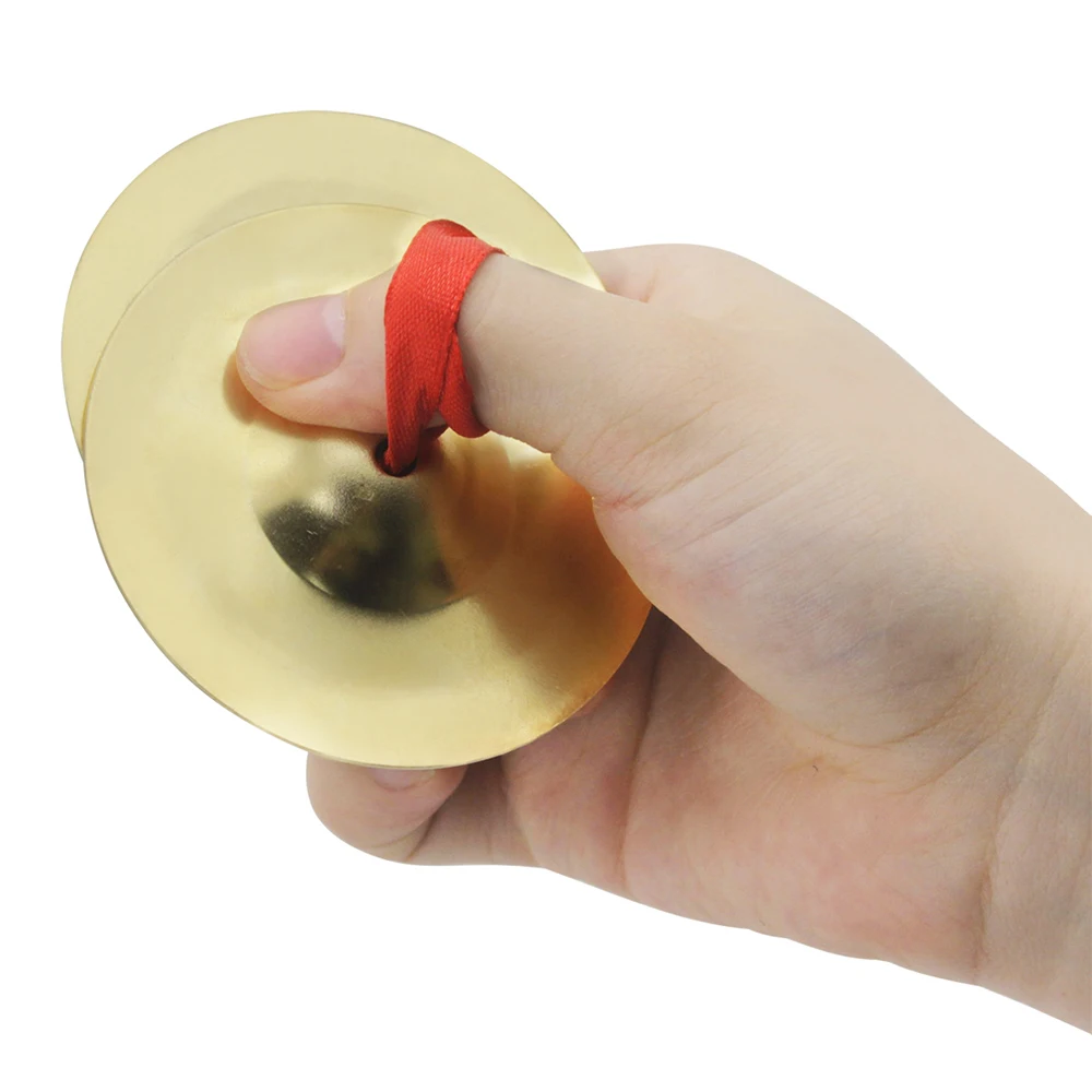 

M MBAT 2Pcs/Set Finger Cymbals Copper Hand bell Indian finger dance Portable Percussion Instrument Kids Musical Toy Drum cymbals