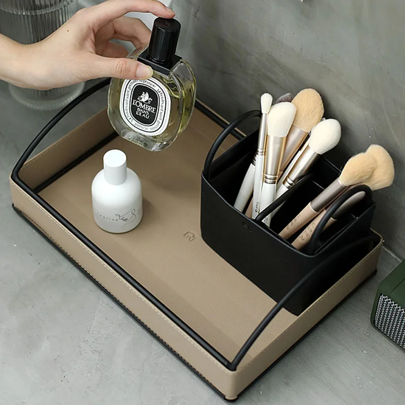 

Metal Storage Tray Cosmetic Jewelry Plate Organizer Luxury High Capacity Tea Coffee Tray Desktop Food Container Sundries Decor