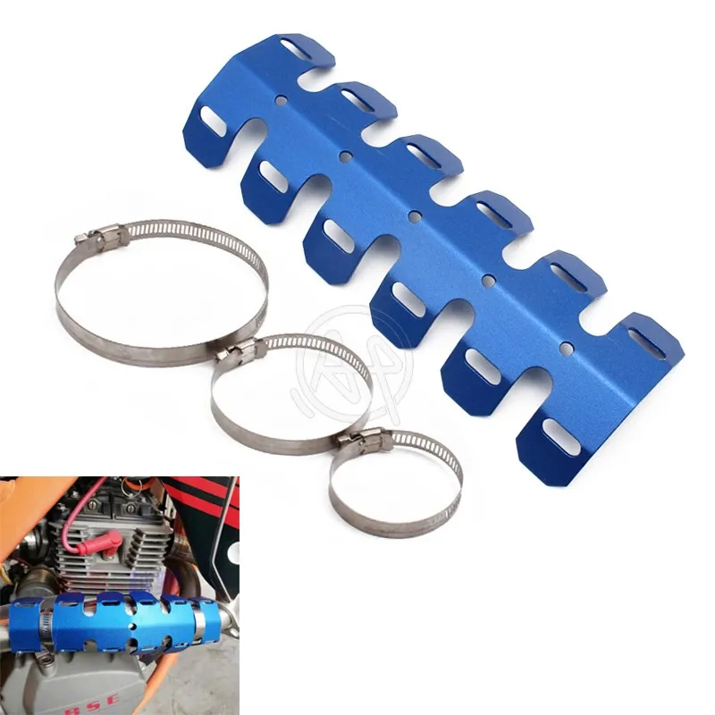 

Blue Motorcycle Exhaust Muffler Pipe Heat Shield Cover Heel Guard For Harley Honda Suzuki BMW Universal Dirt Bike