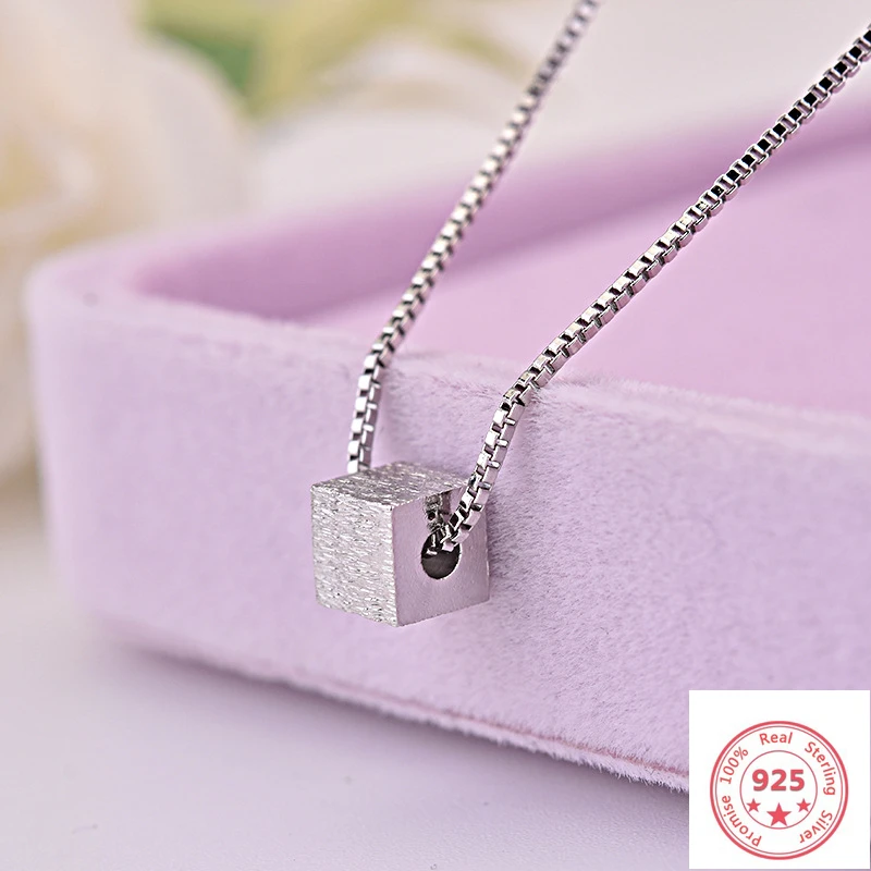 Женское ожерелье из серебра 925 пробы квадратные Кубические Подвески|Подвески| |