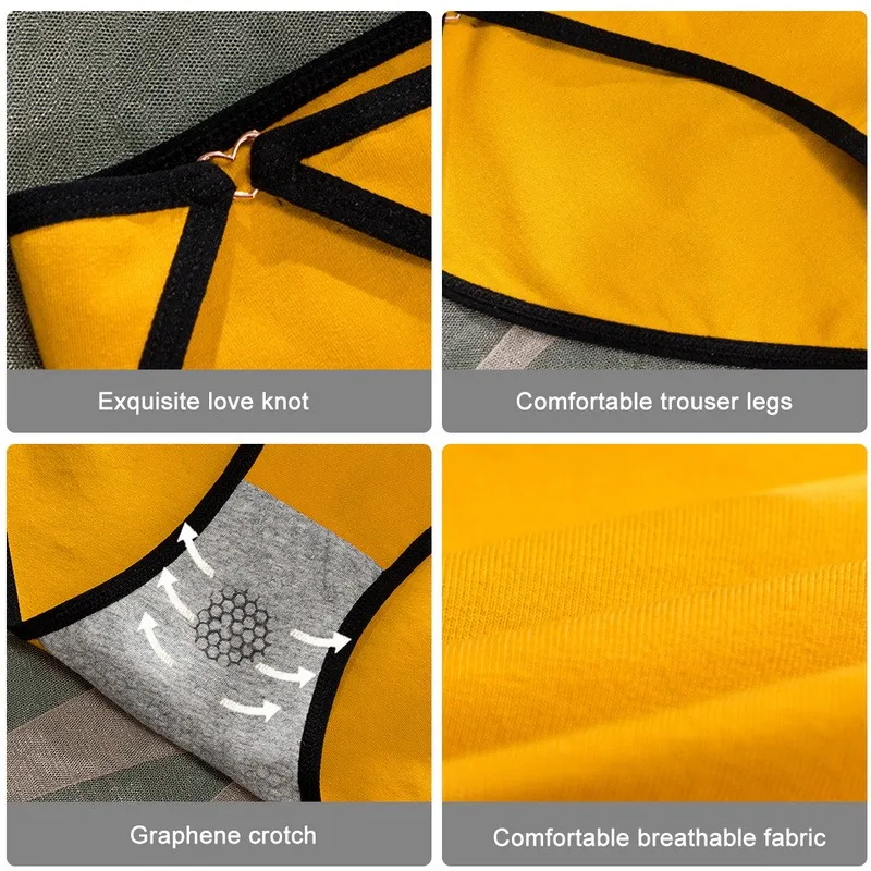 

Hot Sale Cotton Panties Mid-Waist Briefs Breathable Briefs Cotton Stitching Color Underwear Japan Style Sexy Lingeries