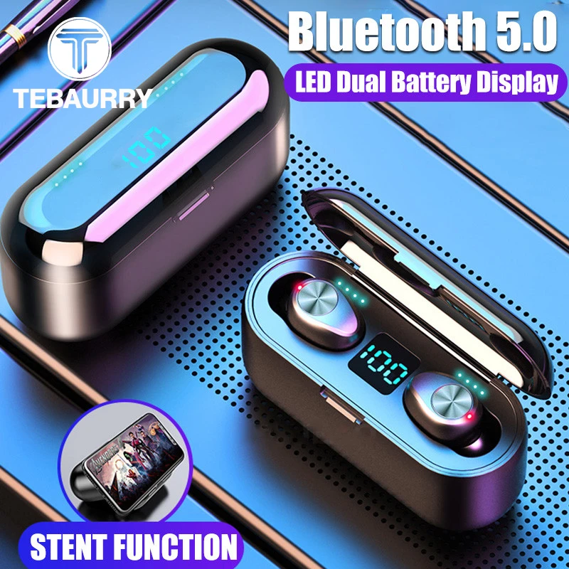 F9 Bluetooth V5.0 наушники беспроводные 8D стерео Спортивные Беспроводные гарнитура 2000