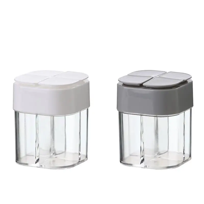 

4 Grids Kitchen Condiment jar Pepper Shaker Portable Picnic Seasoning Bottle Plastic Portable Barbecue Spice Jar