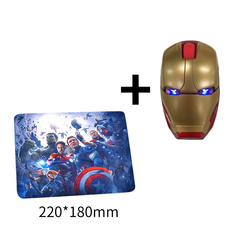 gold with mouse pad Железный человек мышь беспроводная мышь игровая мышь, игровая компьютерная мышь кнопка бесшумный щелчок 800/1200/1600/2400 точек/дюйм Регулируемый компьютерный - Цвет: gold with mouse pad