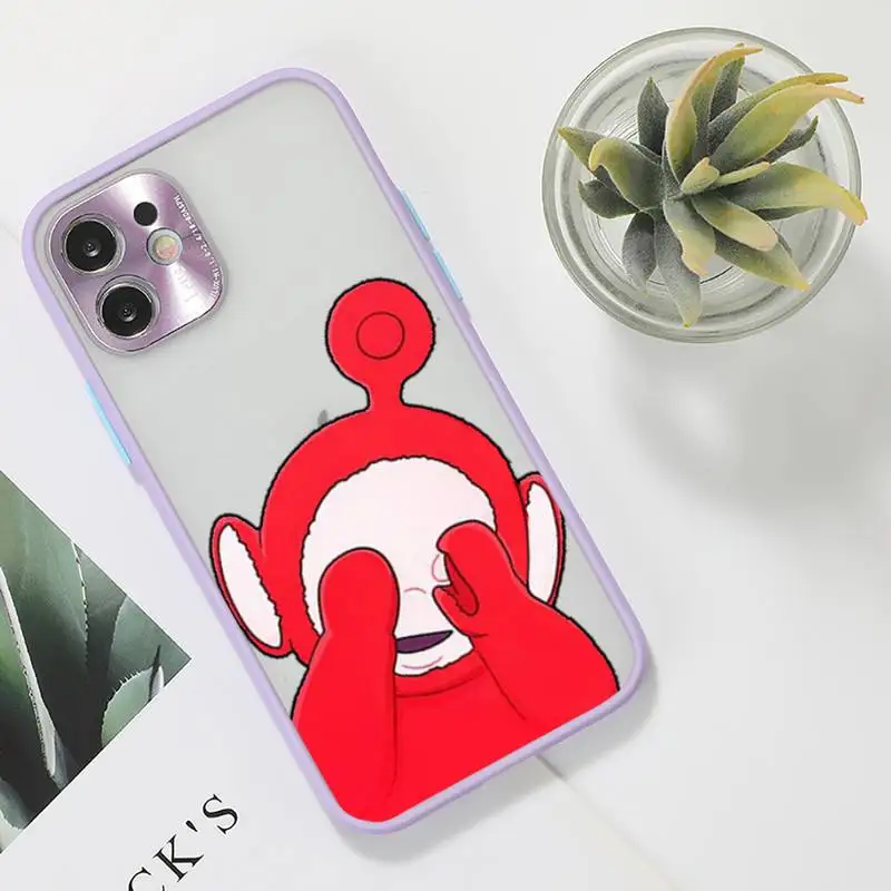 

Teletubbies Phone Case For iPhone 12 11 Mini Pro XR XS Max 7 8 Plus X Matte transparent Purple Back Cover