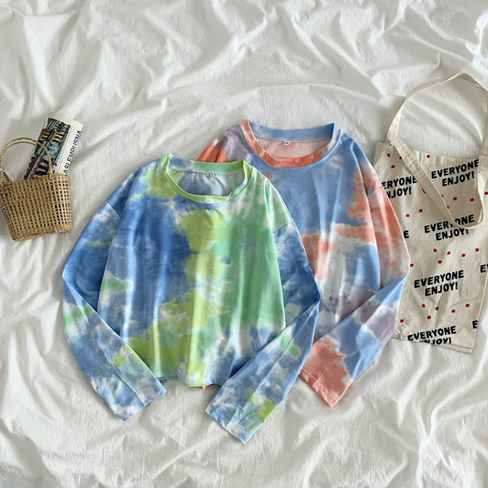 sweatshirt women vintage Long Sleeve O Neck Sweatshirt Tie Dye Loose Hoodie Pullover Blouse tops for women fashion Street wear