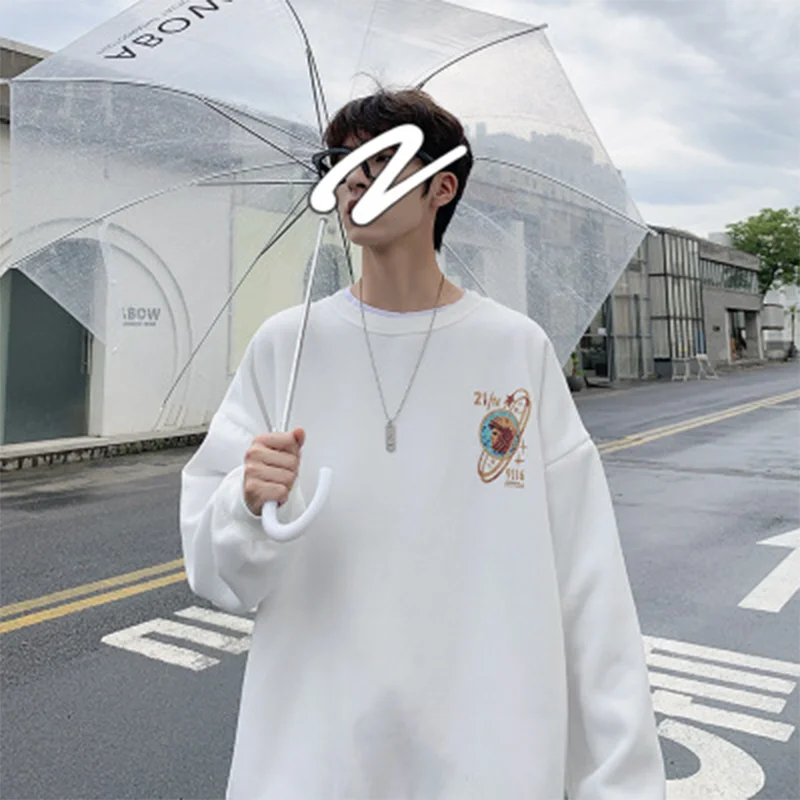 

2020 Winter New Hoodies Men Casual O-Neck Print Hoodie Loose Fleece Warm Pullover Men's Sweatshirt High Quality M-3XL