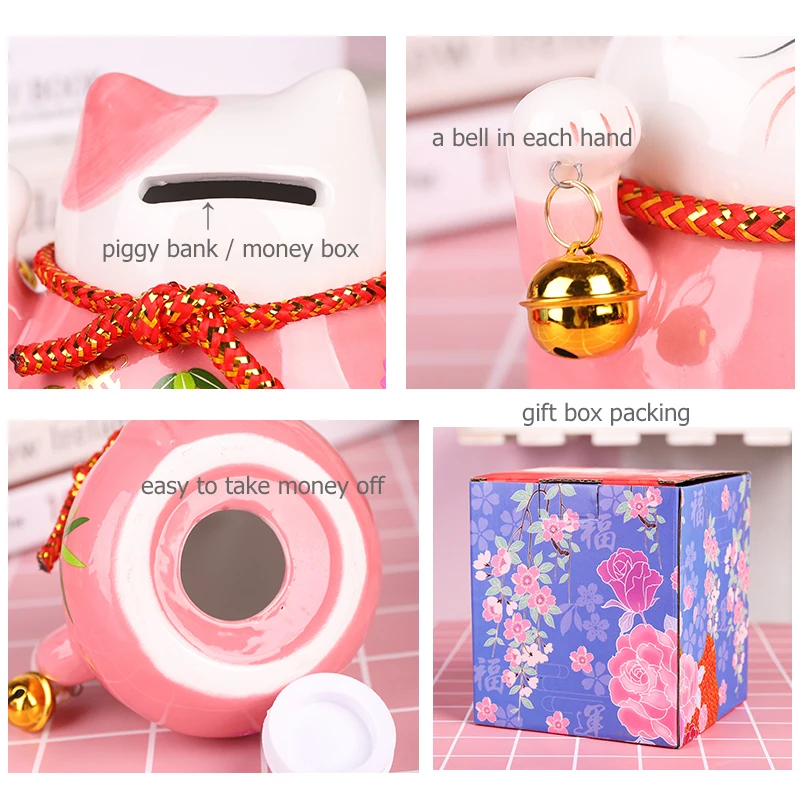 4 5 дюймовая керамическая статуя Манеки Неко копилка счастливая кошка удачи