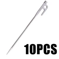 10pcs stainless steel outdoor tent nails canopy fixing rod windproof camping nail 30cm ground nail with quick hanging hole