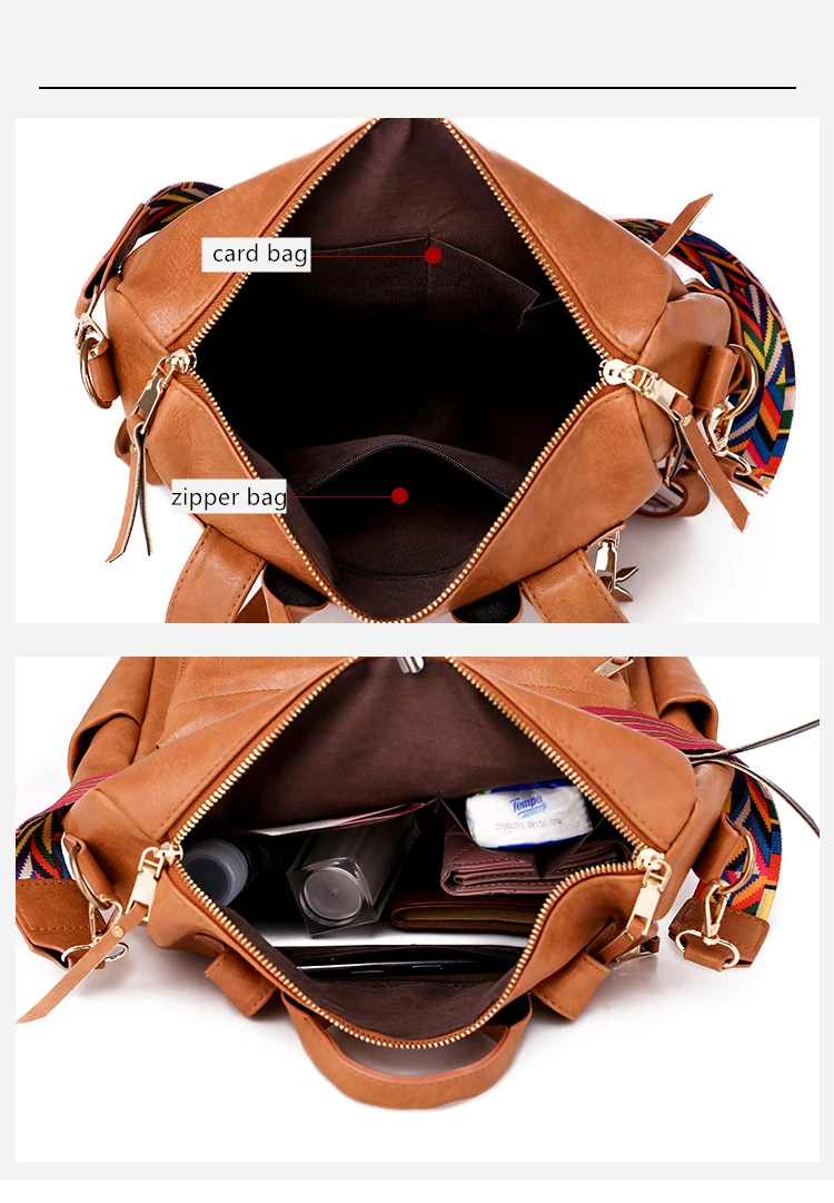 Рюкзак женский из искусственной кожи большой емкости коричневый | Багаж и сумки