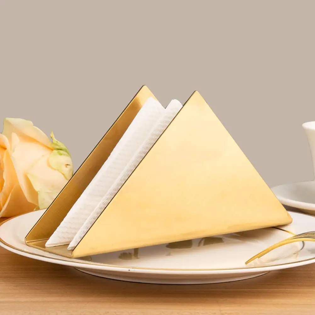 

Stainless Steel Triangle Napkin Holder Restaurant Hotel Countertop Table Decor