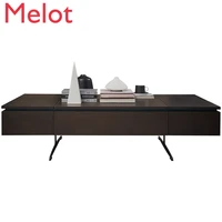 minimalist solid wood coffee table tv cabinet combination simple and light luxury italian rectangular living room