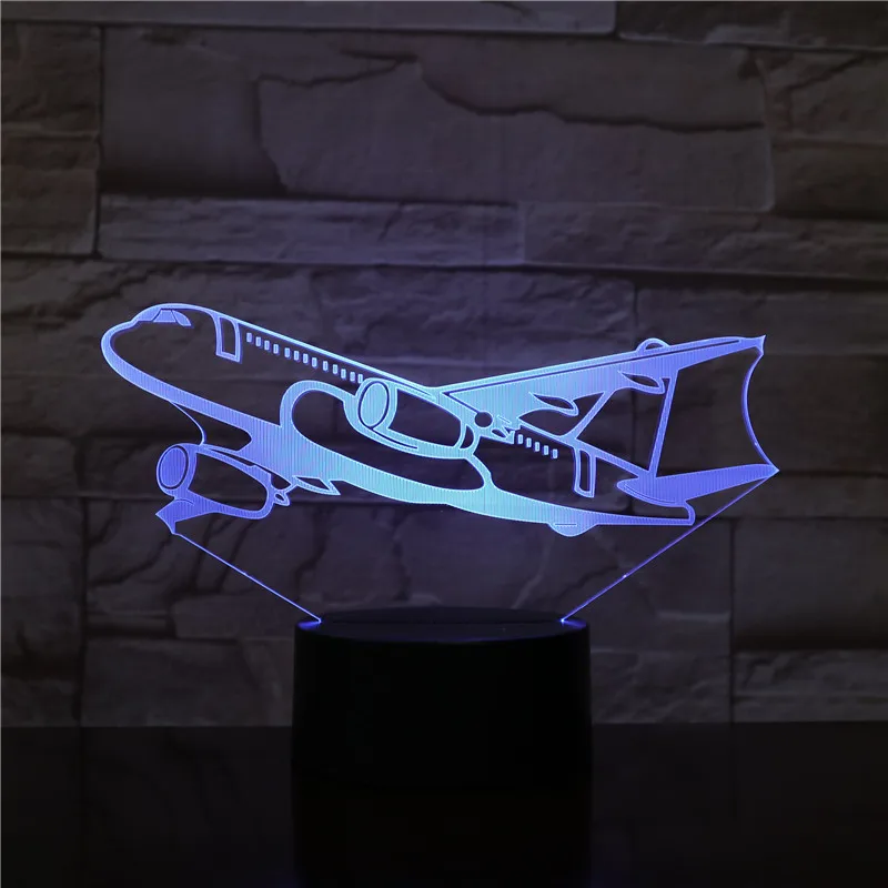 

3D-2010 Flying Remote Control Aircraft Air Plane 3D LED Table Lamp Optical Illusion Night Light 7 colors change