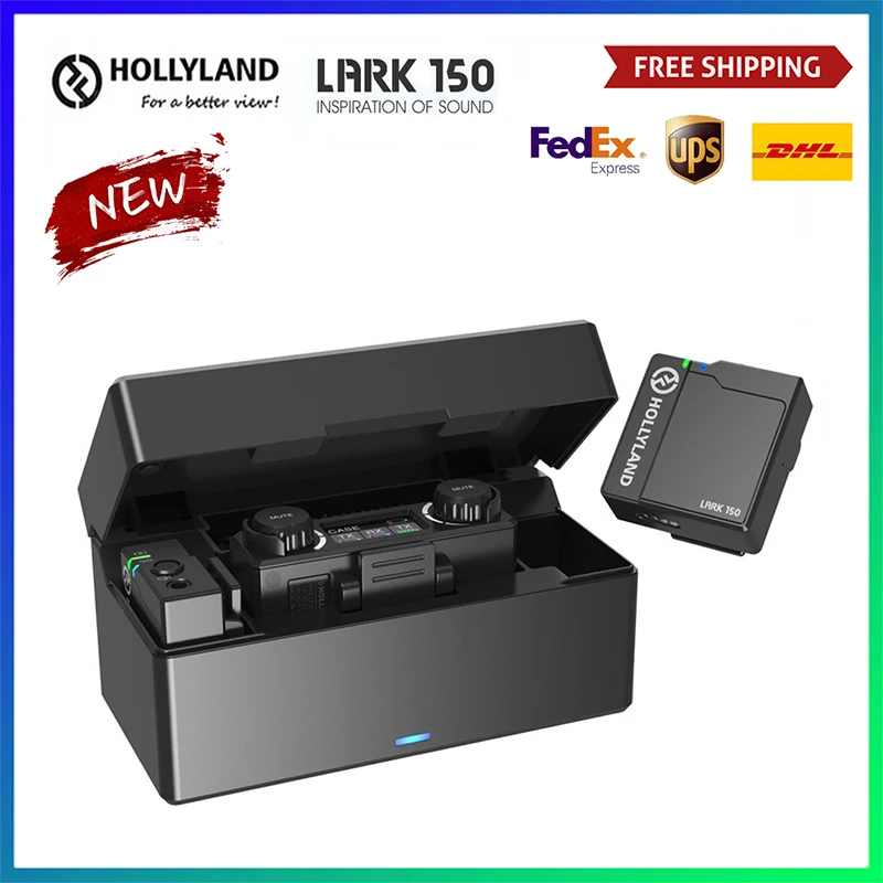 

Hollyland Lark150 Wireless Microphone System Lavalier Dual Channel Professional Interview Vlog Photograph Photo Studio DSLR Mic