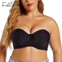 fallsweet plus size strapless bra push up women underwear seamless sexy lingerie invisible non slip brassiere