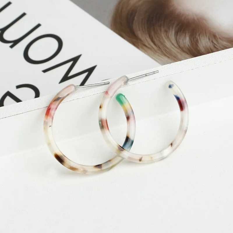 Леопардовые Черепаховые ацетатные круглые серьги кольца для Женский винтажный