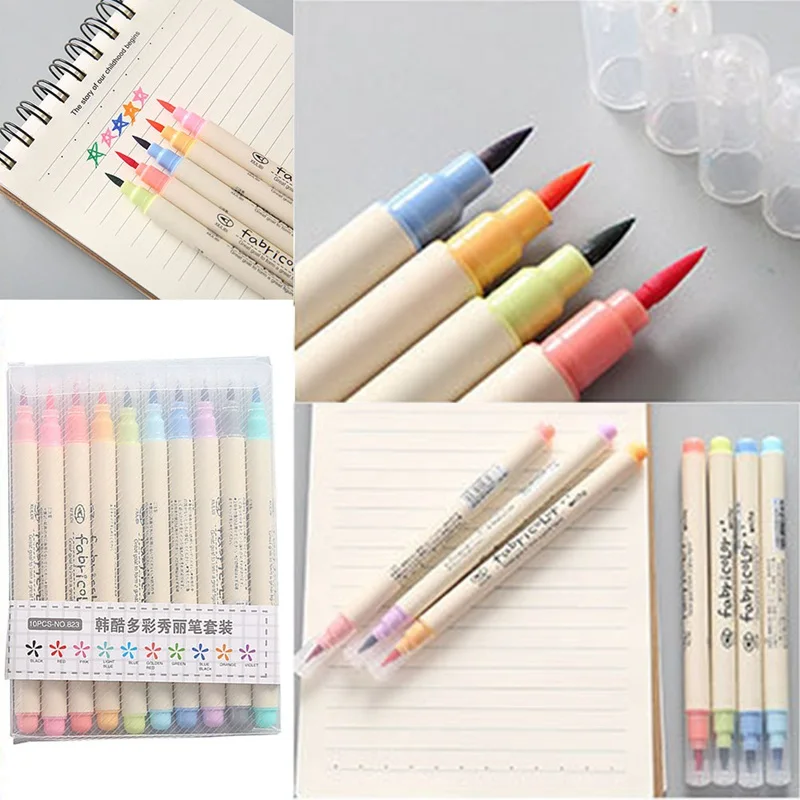 

10pcs 0.5mm Refill Soft Brush Pen Colored Marker Pens Pencils Set for Calligraphy Drawing Writing School Stationery Art Supplies