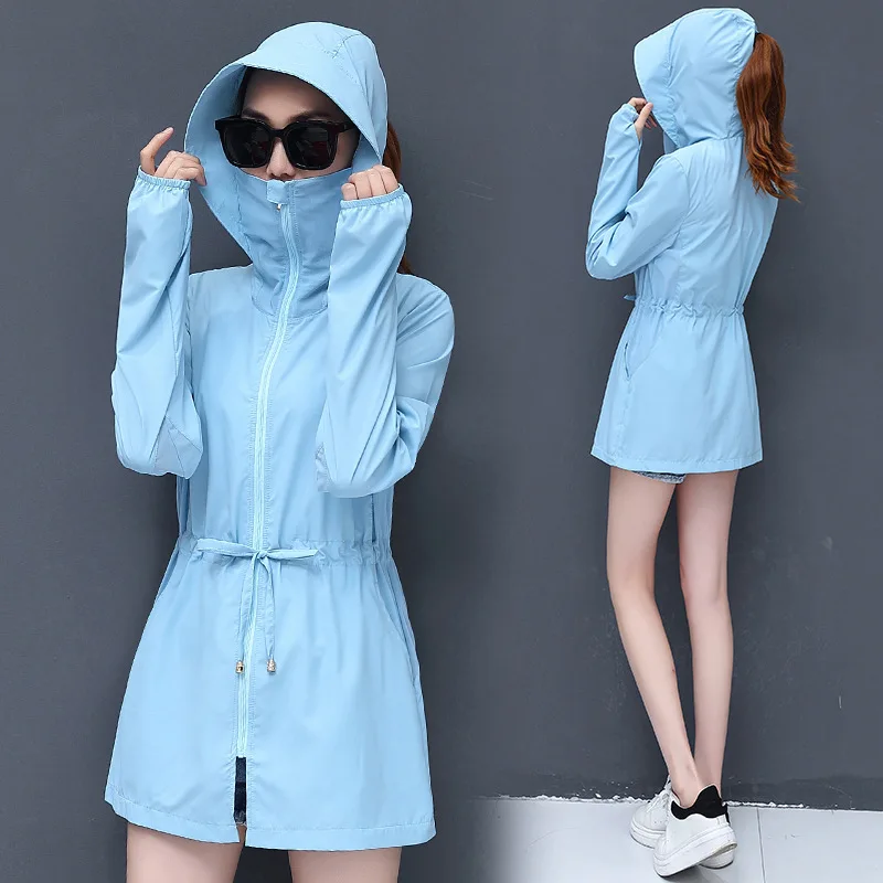 Куртка Женская Длинная тонкая с капюшоном многоцветная легсветильник ветровка