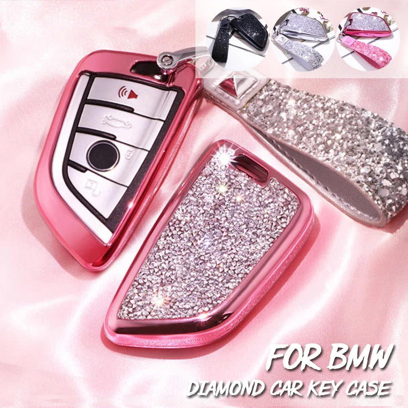 1Pcs Bling Diamond Car Remote Key Chain Case Fob Shell Cover Holder For BMW X5 F15 X6 | Автомобили и мотоциклы