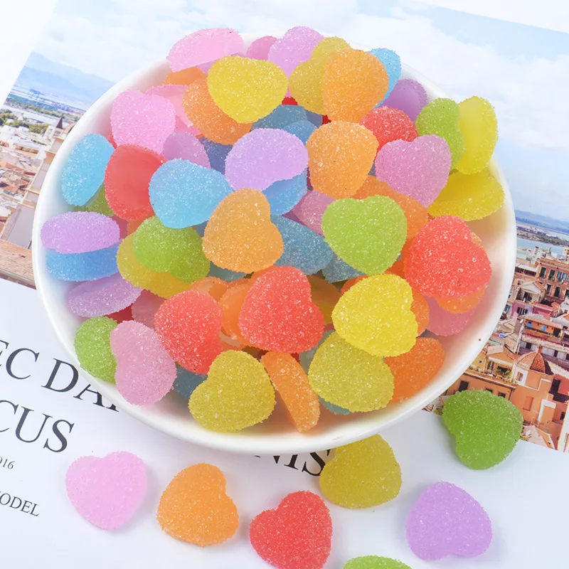 20pcslot resin soft candy heart charms pendant jewelry making accessory home phone decoration 1717mm free global shipping
