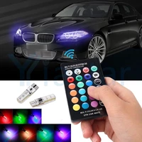 100 sets rgb t10 w5w led 194 168 w5w 5050 smd car dome reading light automobiles wedge lamp rgb led bulb with remote controller