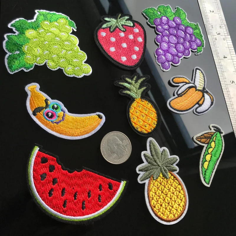 Сладкая кукуруза клубника овощей Furit патч еда значки железа и завязками на банте