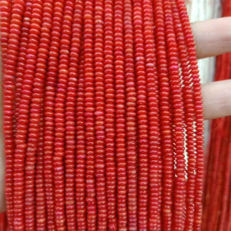 2x3mm Natural Red Coral Beads For Jewelry Making DIY Loose Spacer Small Abacus CORAL Heishi Bracelet Accessories 15'' | Украшения и