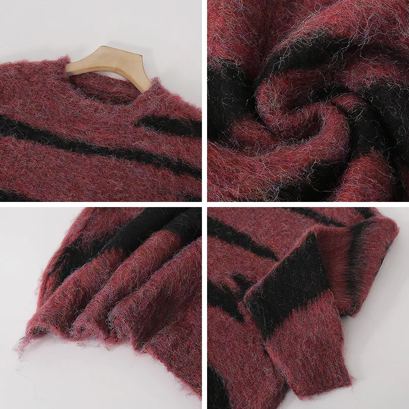 

Long Sleeve Sweater Women Tops Loose Outerwear Autumn Winter Pullover Outerwear Mohair Sweaters Pulll Femme T1339