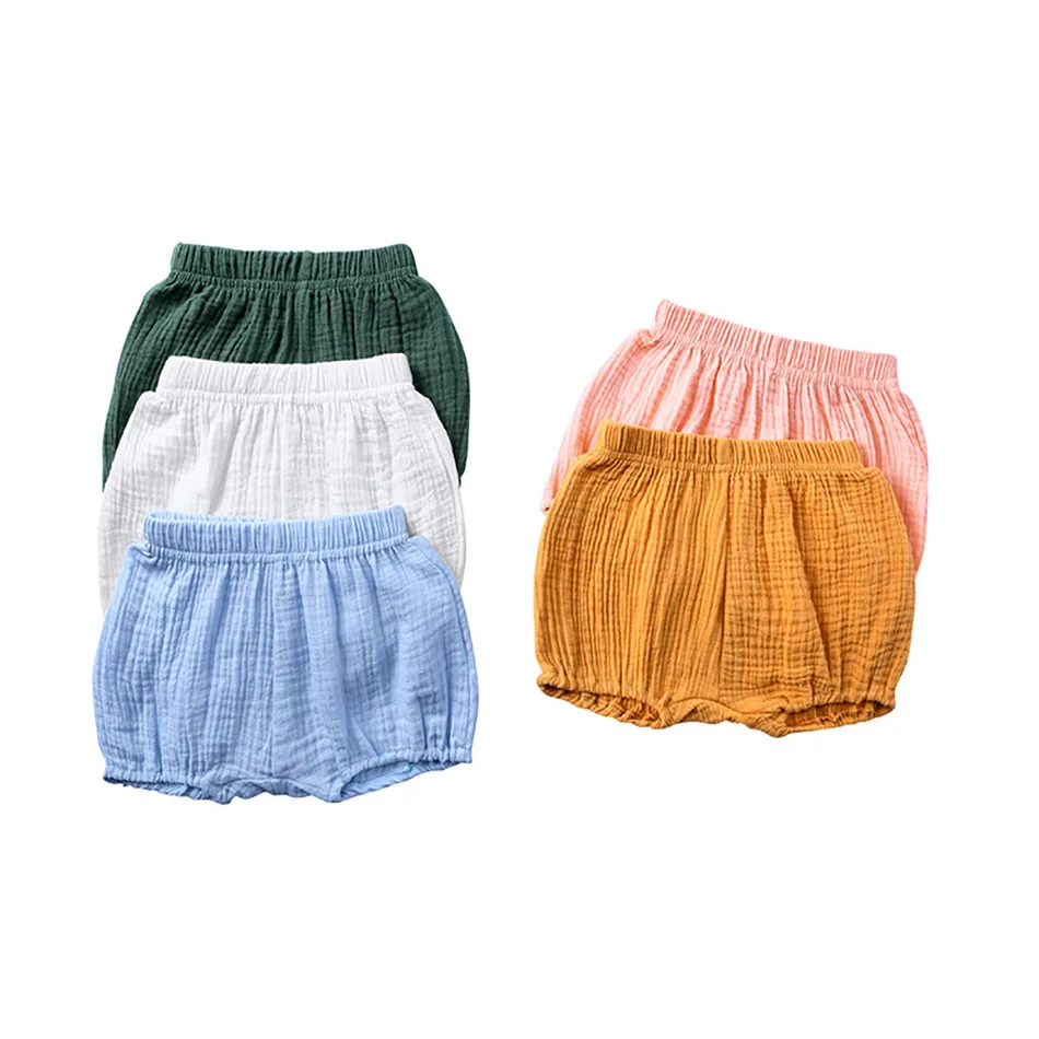 

2021 New Summer Kids Boys Shorts Solid Color Baby Girl Shorts Cotton Linen Bread Short Pants Fashion Newborn Pp Bloomers 6 M-4 Y