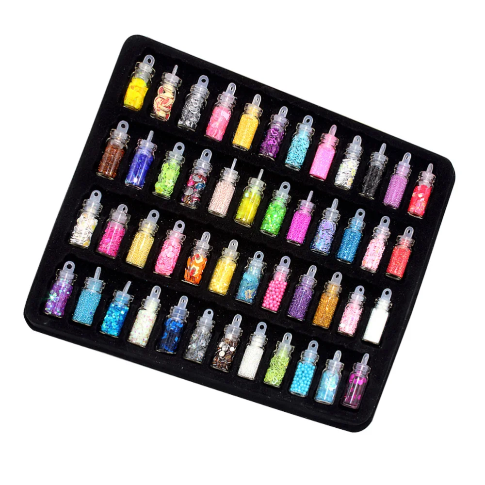 

1 Set 48 Colors Nail Art Sequins DIY Nail Stickers Glitter Nail Decorations for Girls