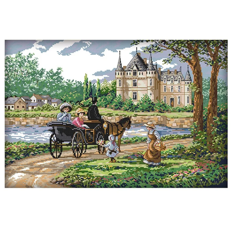 

Пригородный пейзаж, сделай сам, вышивка крестиком ручной работы, набор искусственных картин 14 карат, подсчитанная печать, домашний декор