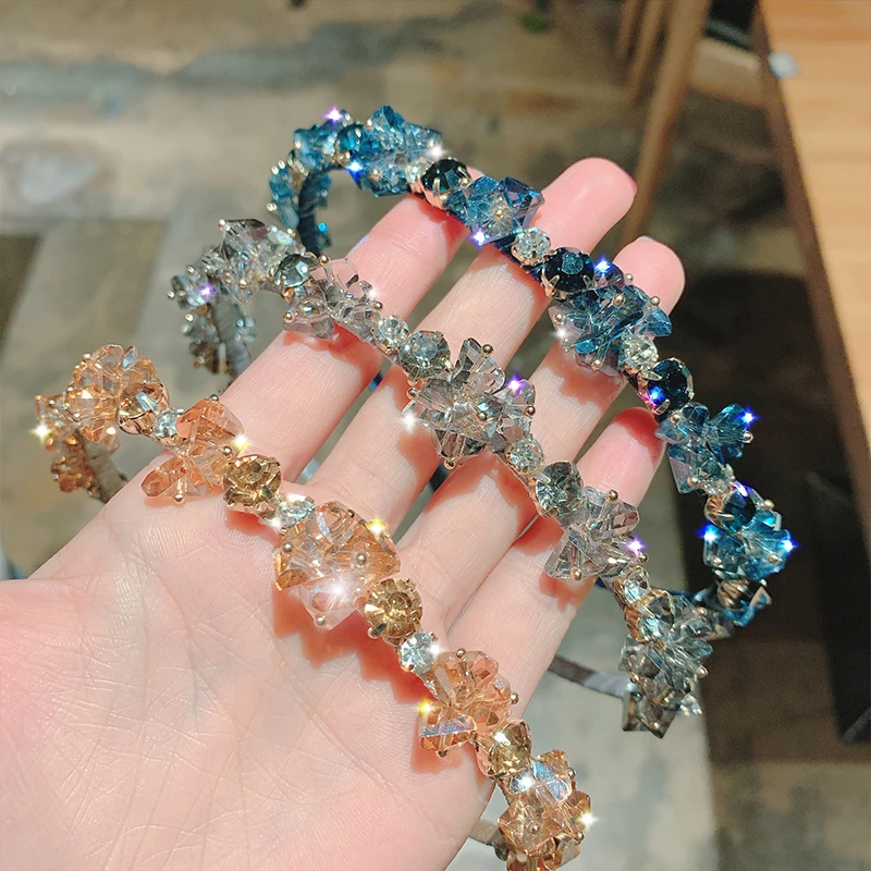 

Rhinestone Crystal Baroque Headbands for Women Hair Accessories Korean Headband for Girls Crown Flower Headbands Head Wrap