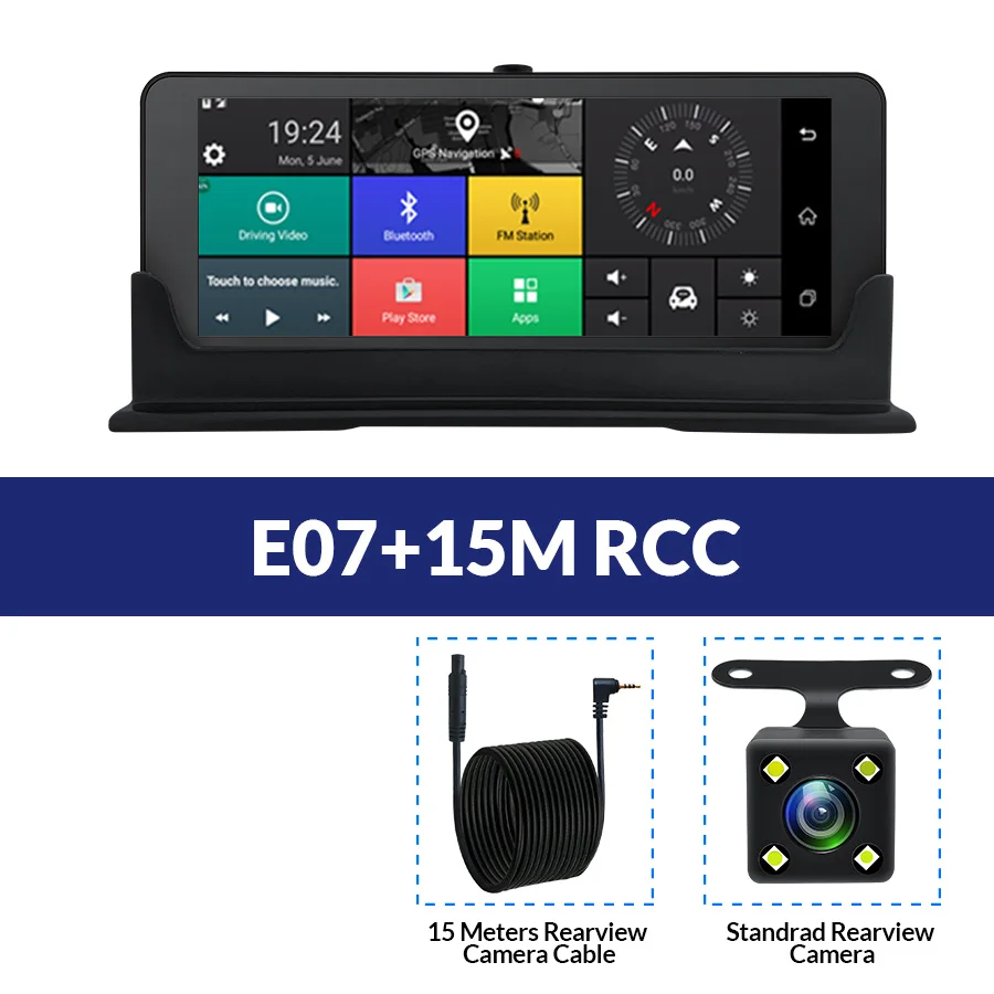 E07-15M RCC E-ACE E07 1080P HD 4G Автомобильный видеорегистратор Камера ADAS видео рекордер Android 5,1 gps навигация удаленный монитор грузовик видеорегистратор двойная камера s - Color Name: E07-15M RCC