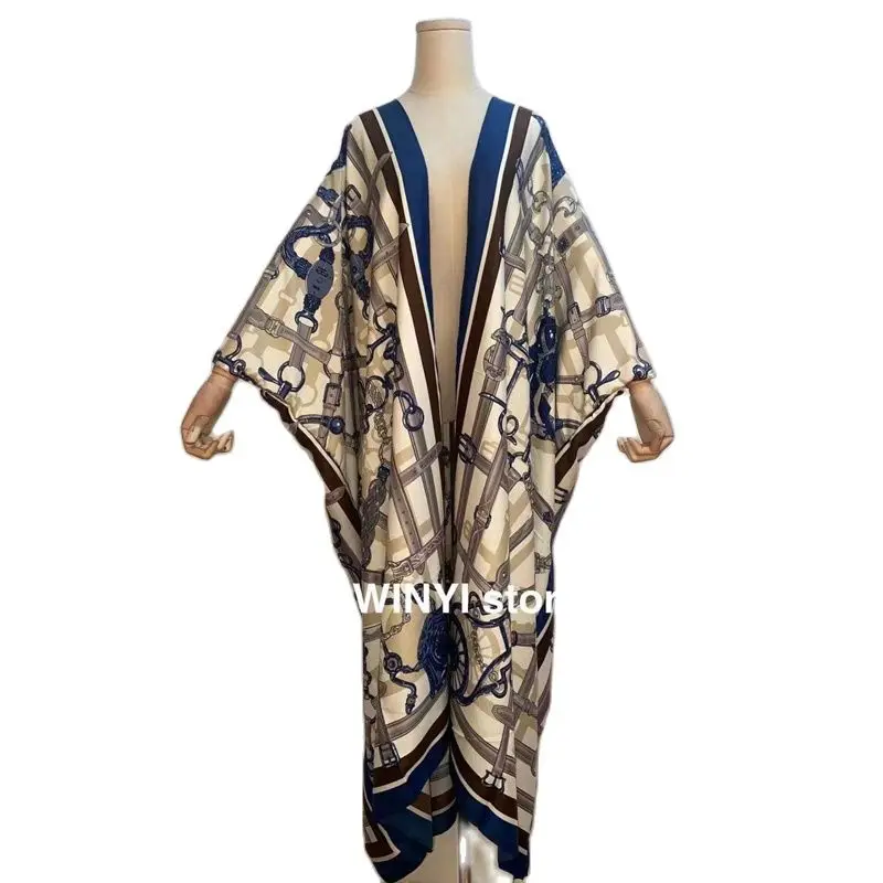 Modest Middle East Sunmer Women Cardigan stitch مسلم مجموعات Cocktail sexcy Boho Maxi African Holiday Batwing Sleeve Silk Robe