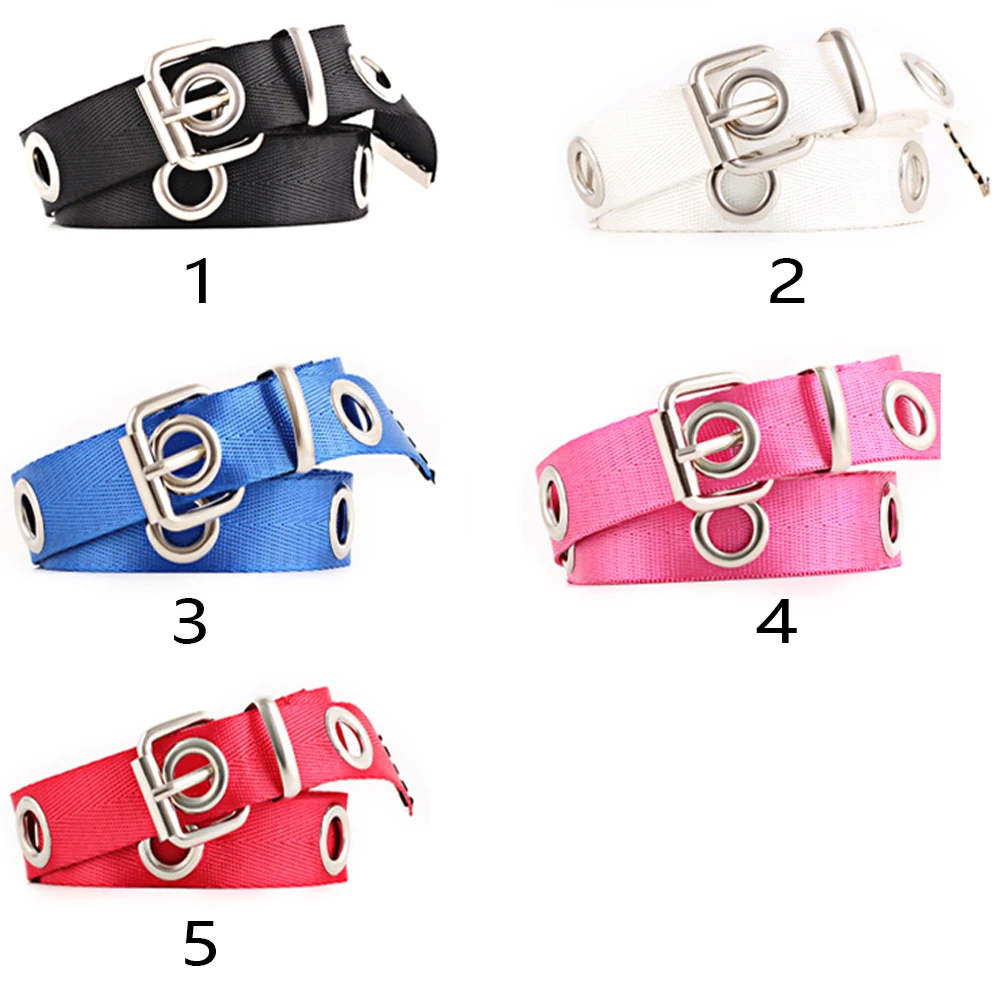 

Women Clothes Accessories Fabala Casual Easy Matching Durable Ladies Canvas Hollowed Out Metal Ring Wear Resistant Waist Belt