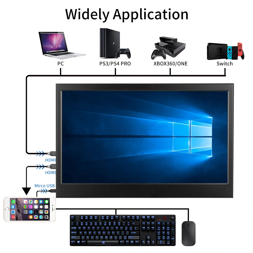 11 6 inch portable monitor 1920x1080p gaming monitor usb hdmi compatible computer phone for ps4 switch xbox laptop pc display free global shipping