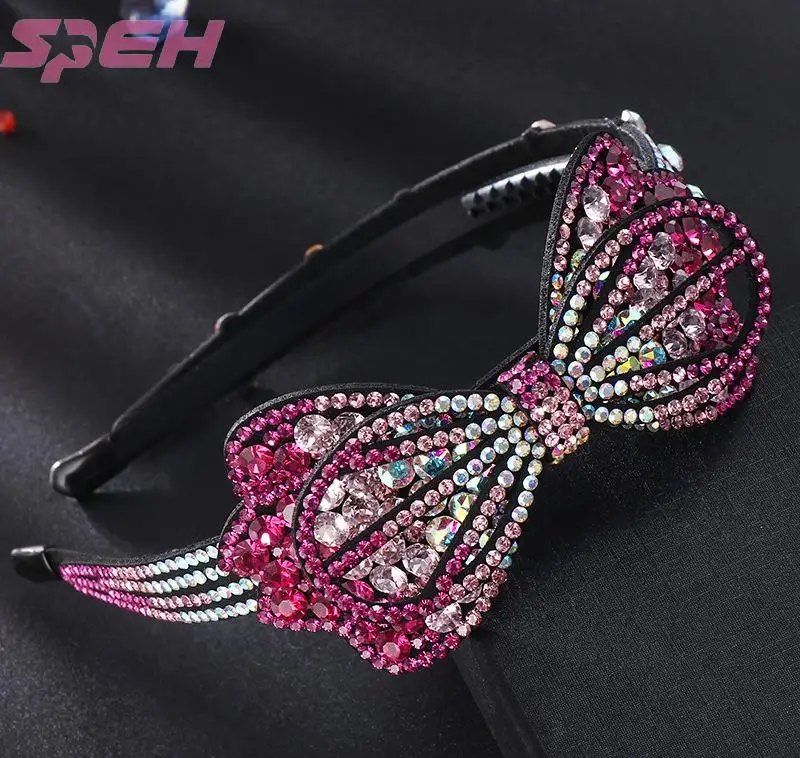 

Rhinestone bowknot hair band Korea diamond hairpin female simple and versatile outing headband large diamond non-slip headwear