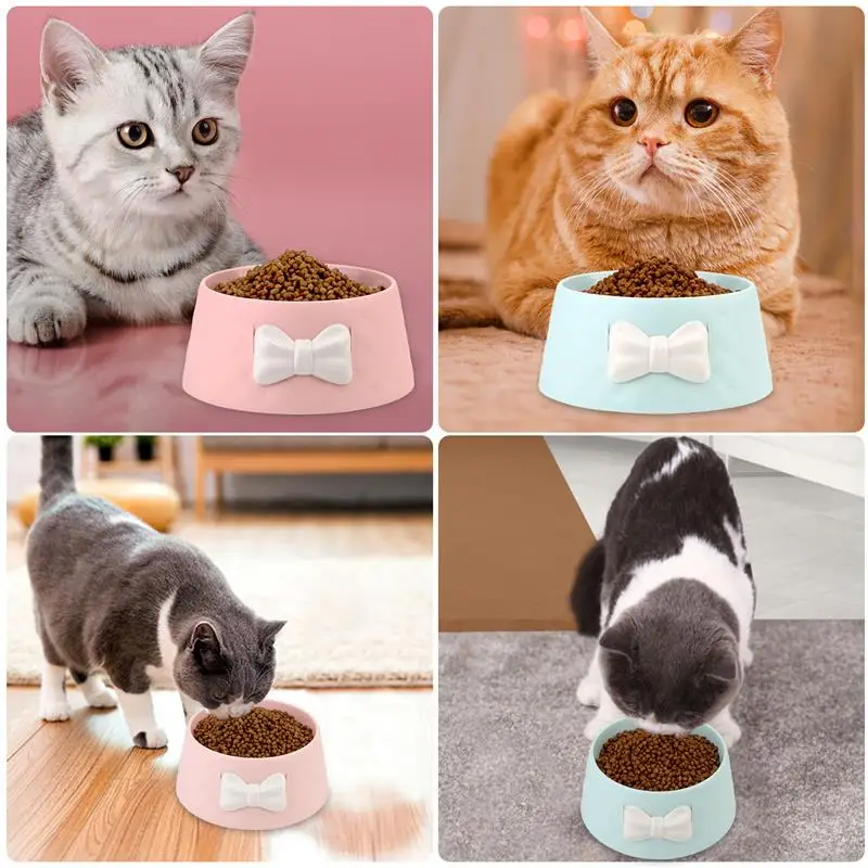 

1 Pcs Pet Dog Bowl Creative Cat Bowl Shock-Proof Lovely Bowknot Decor Cat Food Bowls Dog Water Feeder Tool For Dogs Accessories