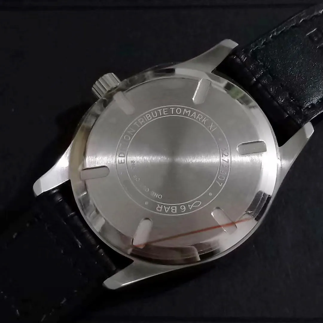 

Classic New Men Automatic Mechanical Pilot MARK XVII Stainless Steel Sapphire Date Silver Black Leather Blue Watch 40mm